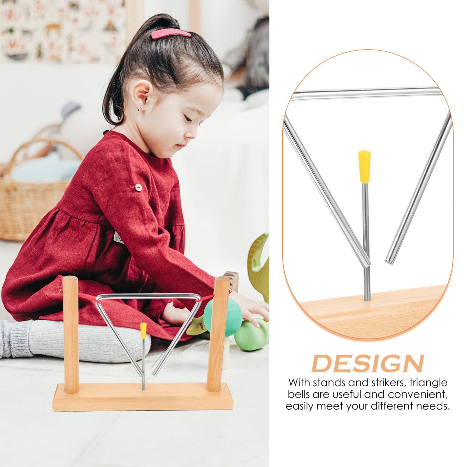 Triangle de Musique en Fer, 2 Sets, Instrument de Percussion pour Débutants
