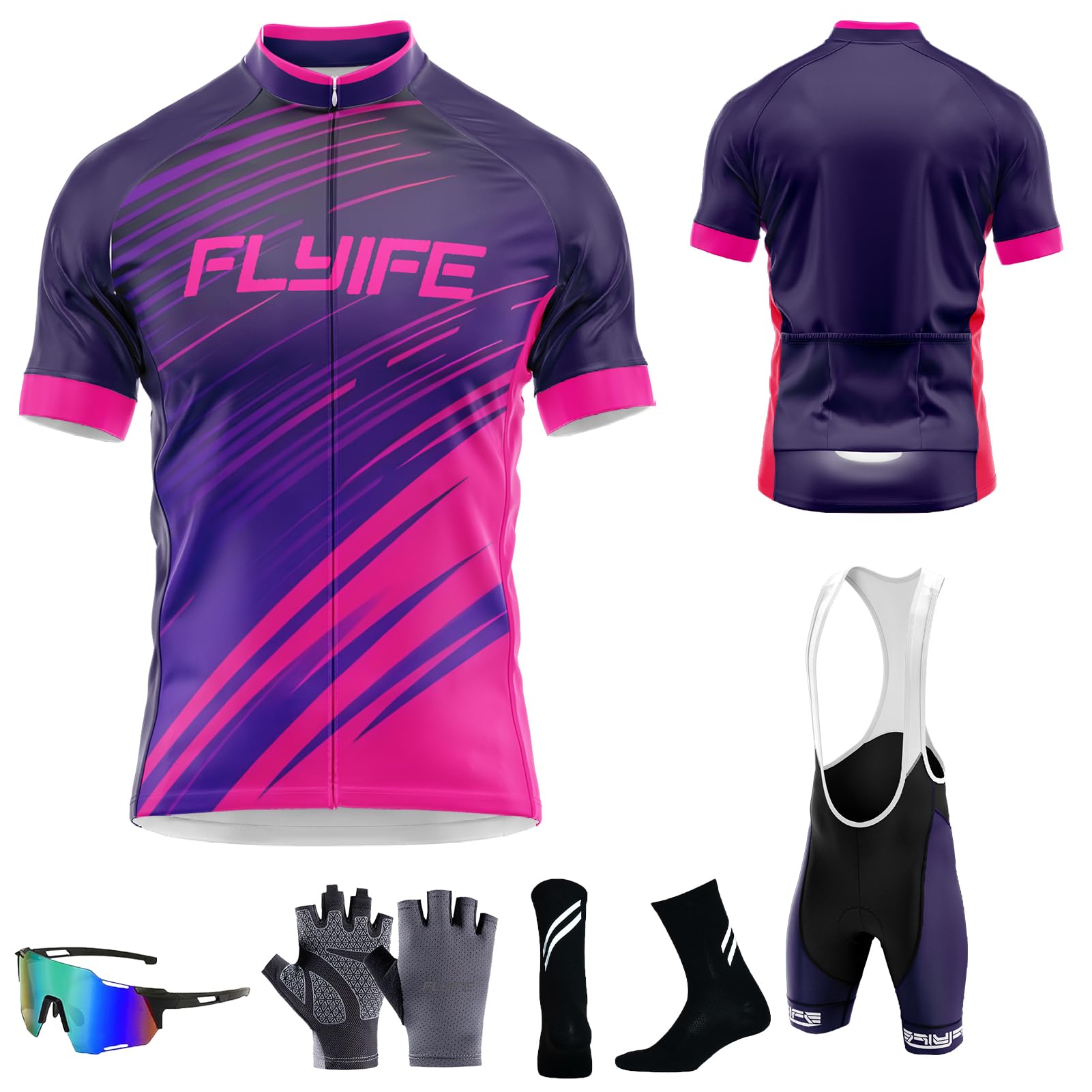 Ropa de ciclismo Maillot Ciclismo Hombre completo camiseta + Hombres de Bicicleta con 5D Gel Acolchado MTB Ciclismo