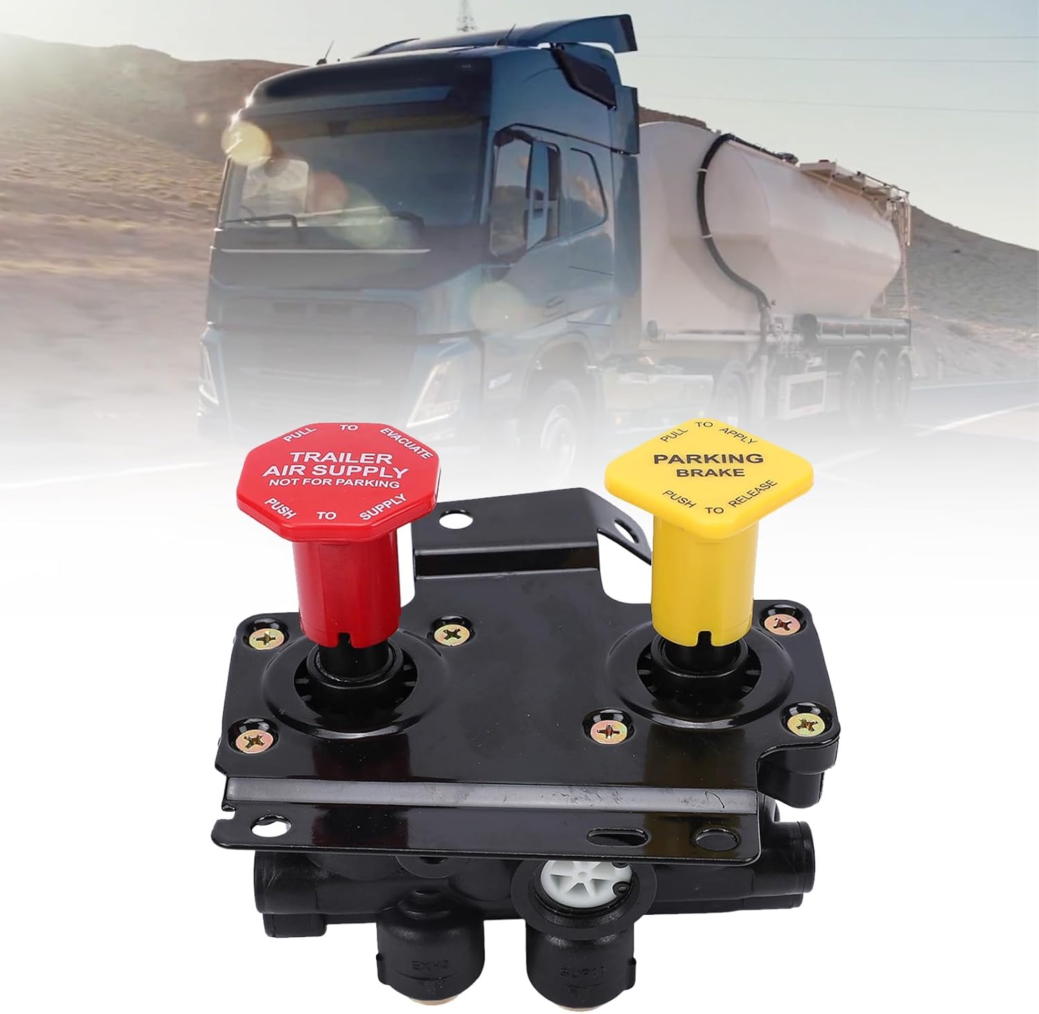 banapoy Heavy Duty Dash Valve, K035691, KN20619, 170.KN20619, MV3 Air Brake Control Valve, 6 Interface, 3/8 inch Port, Replacement for VOLVO Haldex Midland KN20619 20619