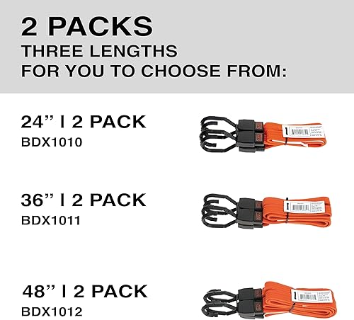 Miniatura 7 de Black+Decker BDX1011 - Correas elásticas planas de 36 pulgadas, color negronaranja, paquete de 2