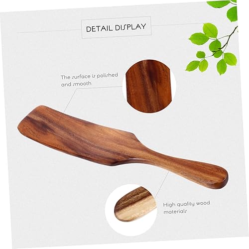 Miniatura 8 de Hemoton Espátula de madera para cocinar, utensilios de cocina antiadherentes de mango largo de 11.02 pulgadas, madera, ideal para freír, revolver y