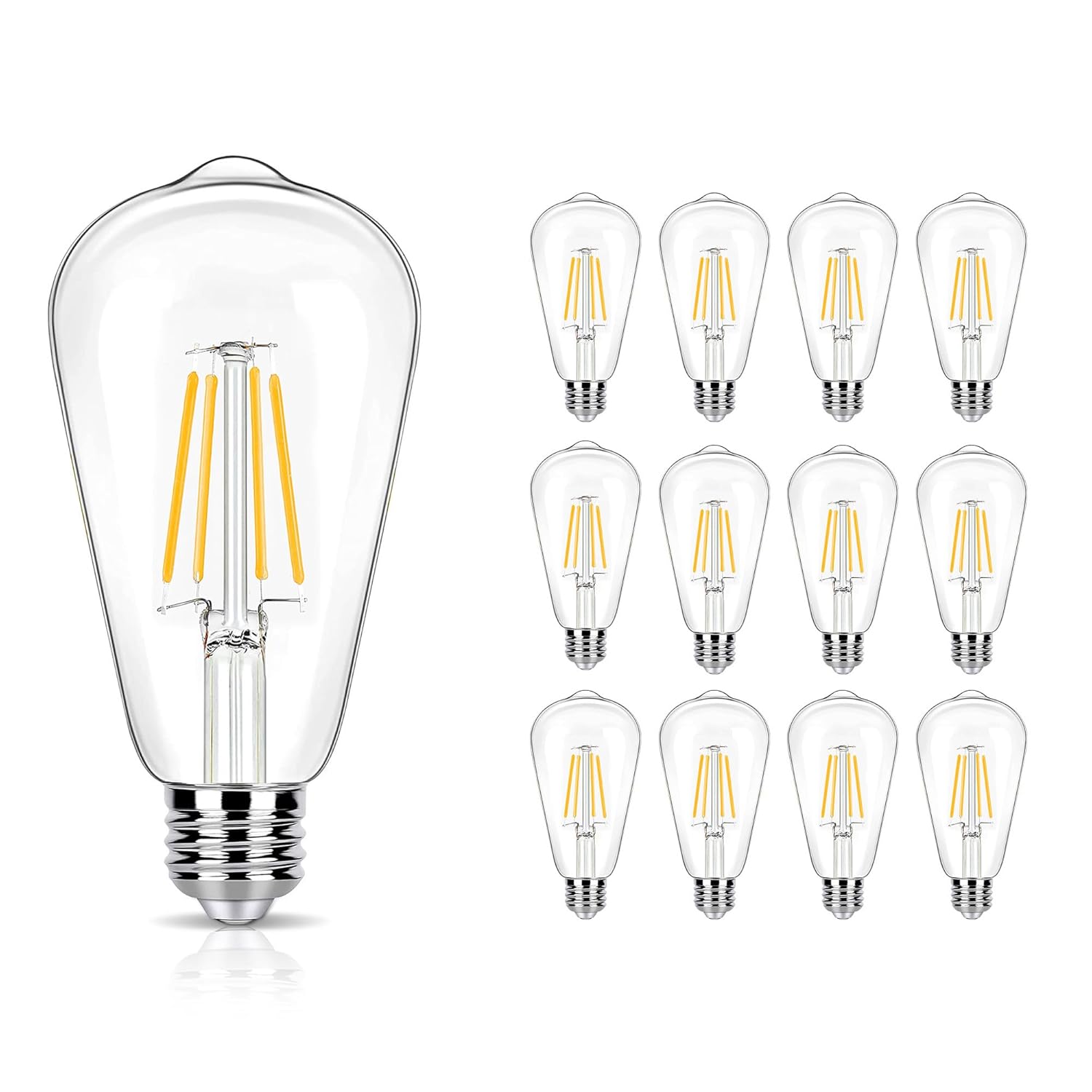 12 Pack LED Edison Bulbs 40 Watt Equivalent 4 Watt LED Filament Bulb 3000K ST19 Warm White Light
