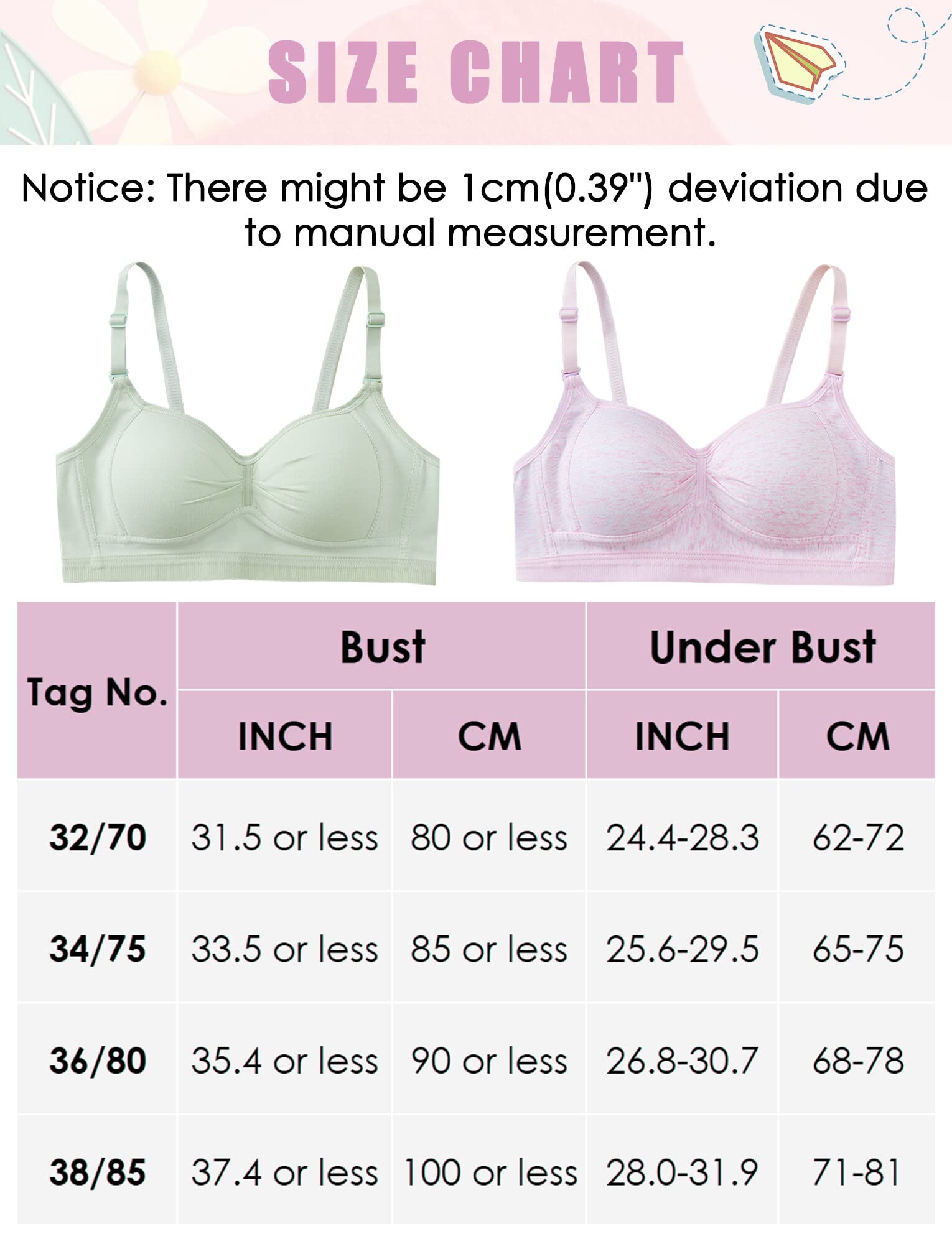 Happy Cherry Lot de 5 Soutiens-Gorge de Sport pour Adolescentes Fille Brassières de sans Armatures