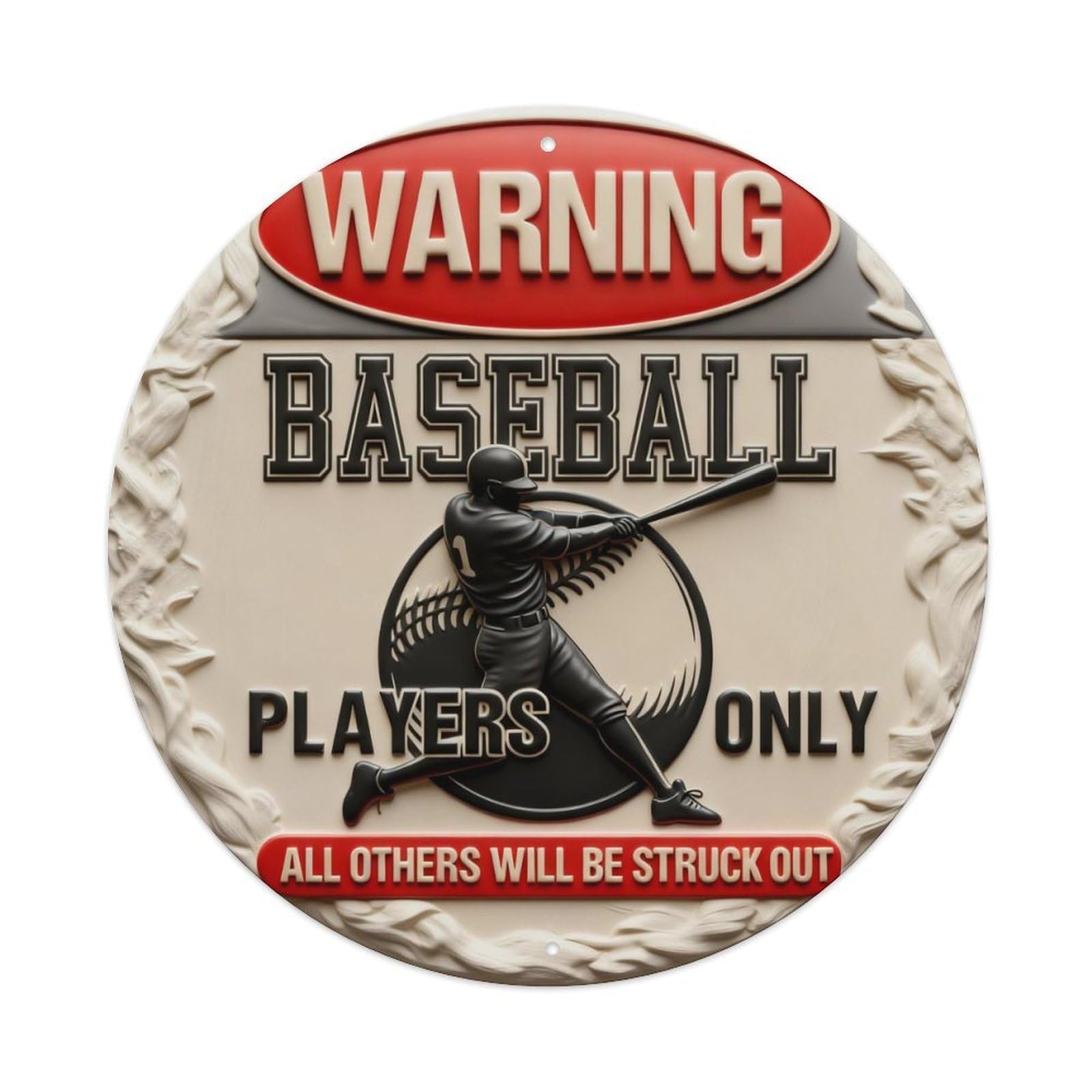 Zlatcbu Vintage Warning Baseball Players Only Struck Out Metal Tin Sign Retro Wall Art Poster, Decor For Home Living Room Bar Cafe Garage, 8X8 Inch