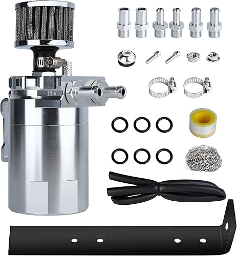 Kit universal de captura de aceite para coche, tanque de depósito automotriz desconcertado polaco de 10.1 fl oz con respiradero de aluminio compacto