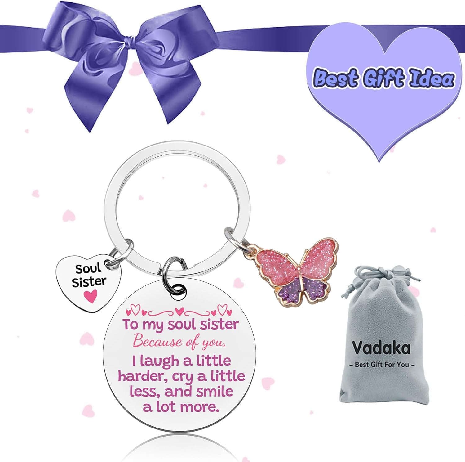 Soul Sister Keychain for Best Friend Women Soul Sister Birthday Gifts for Women Friendship Keychain for Bestie Birthday Gift for Best Friend Work Besties Mothers Day Christmas Graduation Gift for Her - Image 7