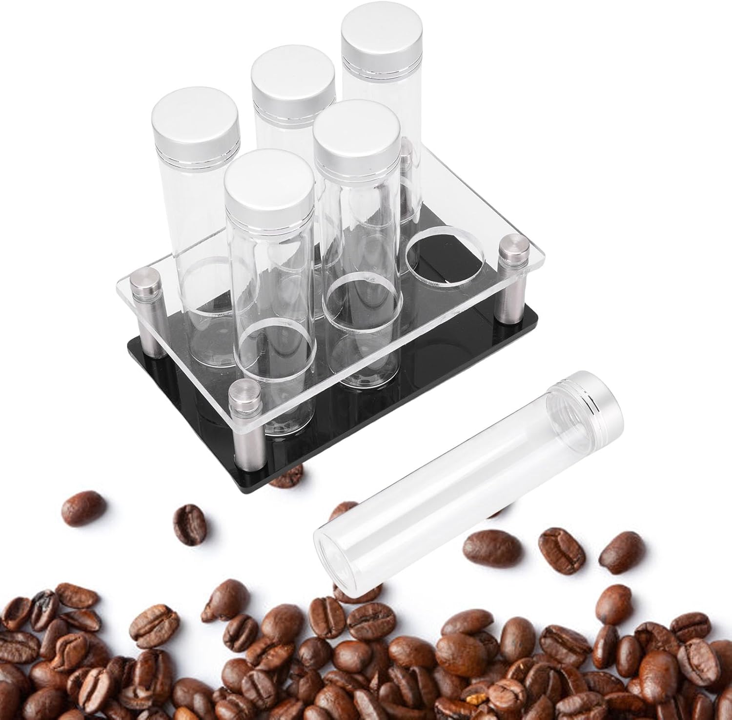 Contenedor de Vidrio para Almacenar Granos de Café con Base