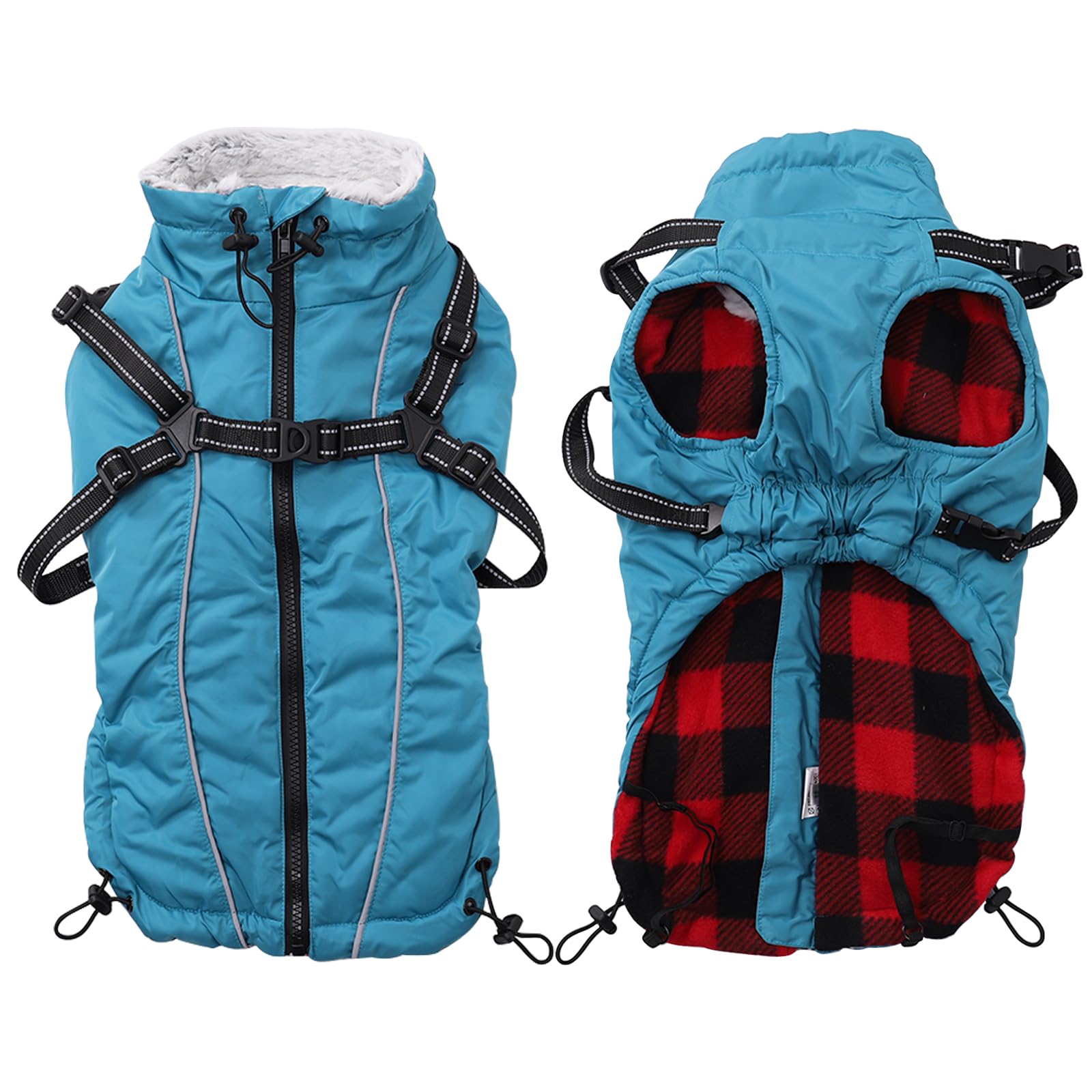 Geyecete Winter Warm Coat with Super inner fleece Dog Jacket Windproof snowproof with Buckle and D-Ring with hood,Pet outdoor jacket