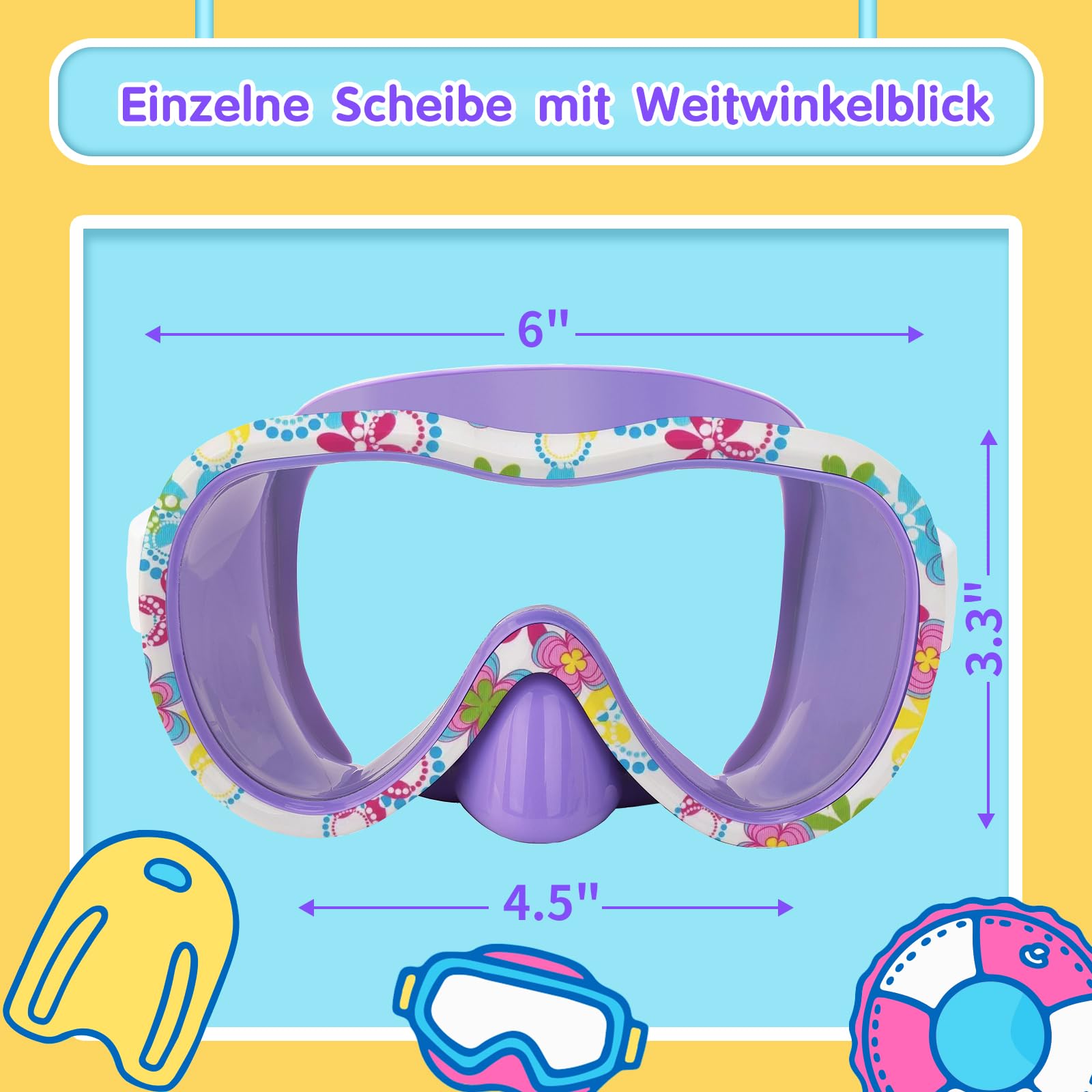 iGym Taucherbrille Kinder mit Stoffband,Schwimmbrille Kinder mit Nasenabdeckung für Jungen Mädchen,Anti-Fog UV-Schutz Taucherbrille Kinder 4-16 jahre,Verstellbare Silikon Schwimmbrille für Kinder