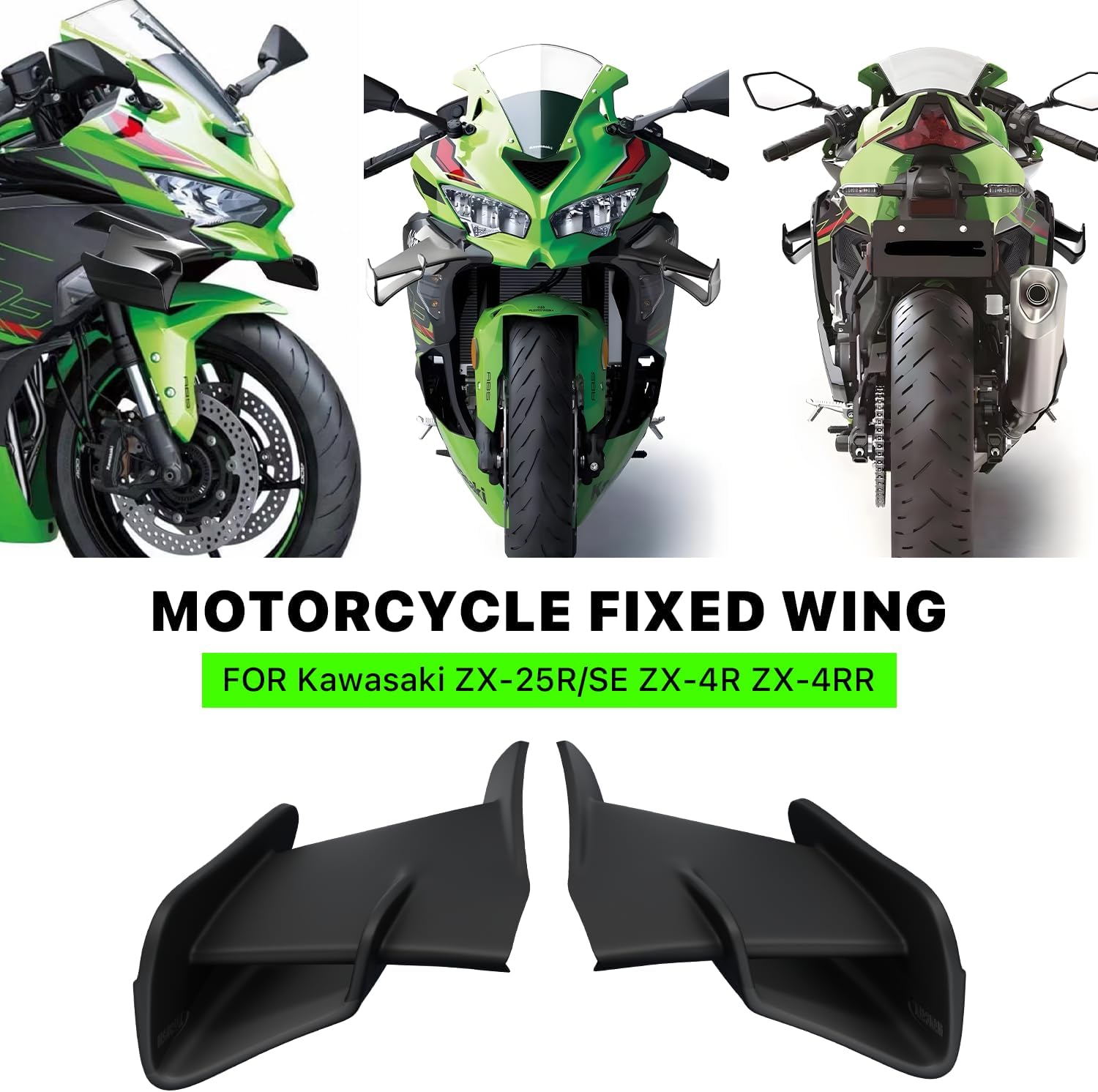 Motorcycle Fairings for Kawasaki, Air deflectors for Road Glide with Winglet, Spoiler Wings Motorcycle Accessories for Kawasaki ZX-25R/SE ZX-4R ZX-4RR 2020-2024 (Matte Black)