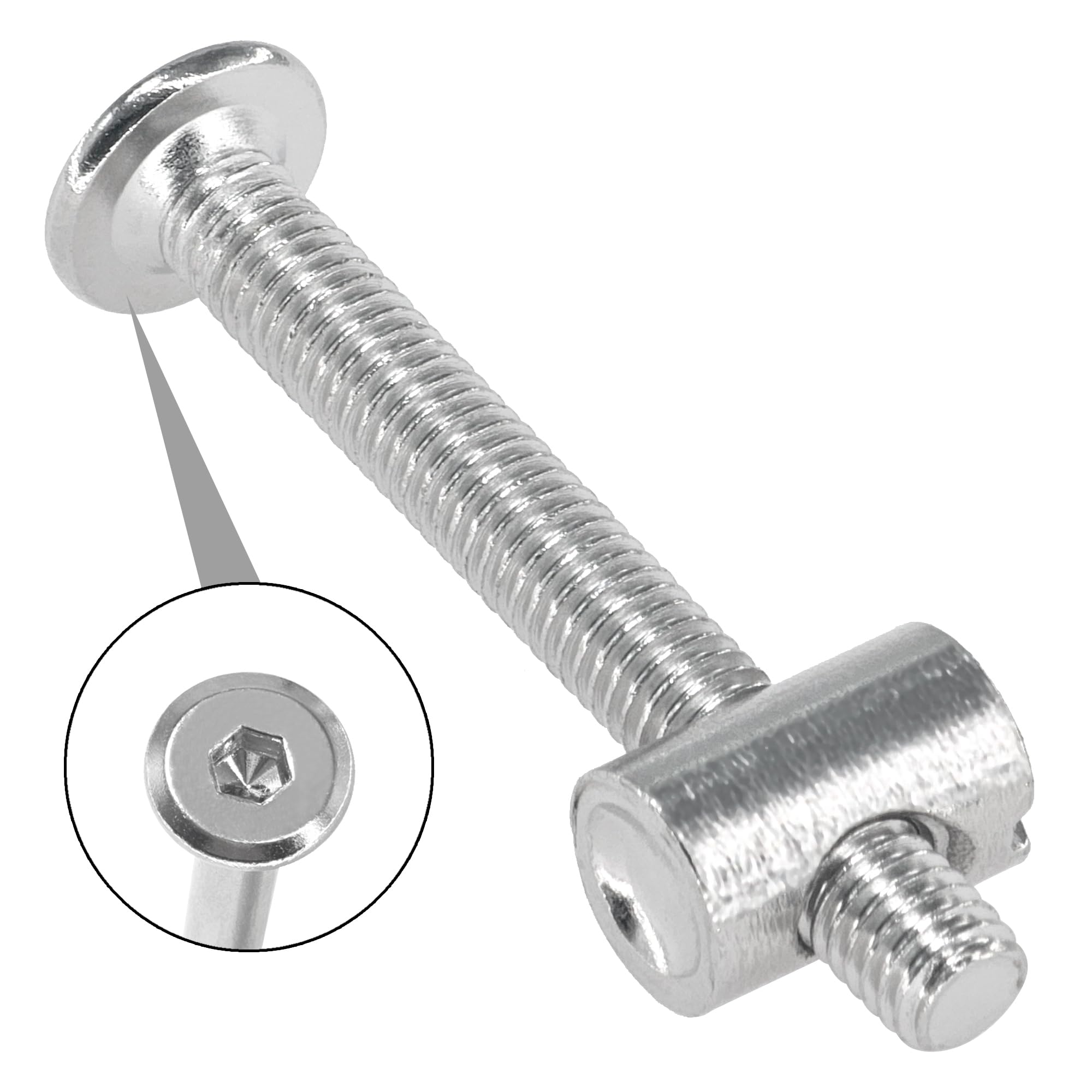10 Sets of Furniture Connector Bolts and Barrel Nuts,Bed Bolt and Nut Kit (M6×50mm), Silver - Image 3