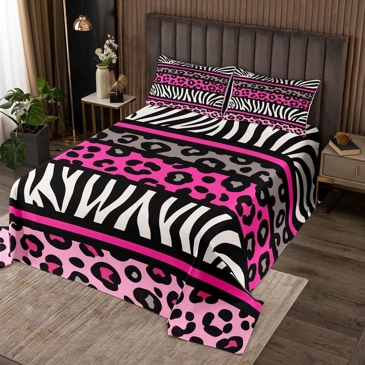 Homemissing Leopardo Stampa Set Copriletto Trapuntato 220x240cm