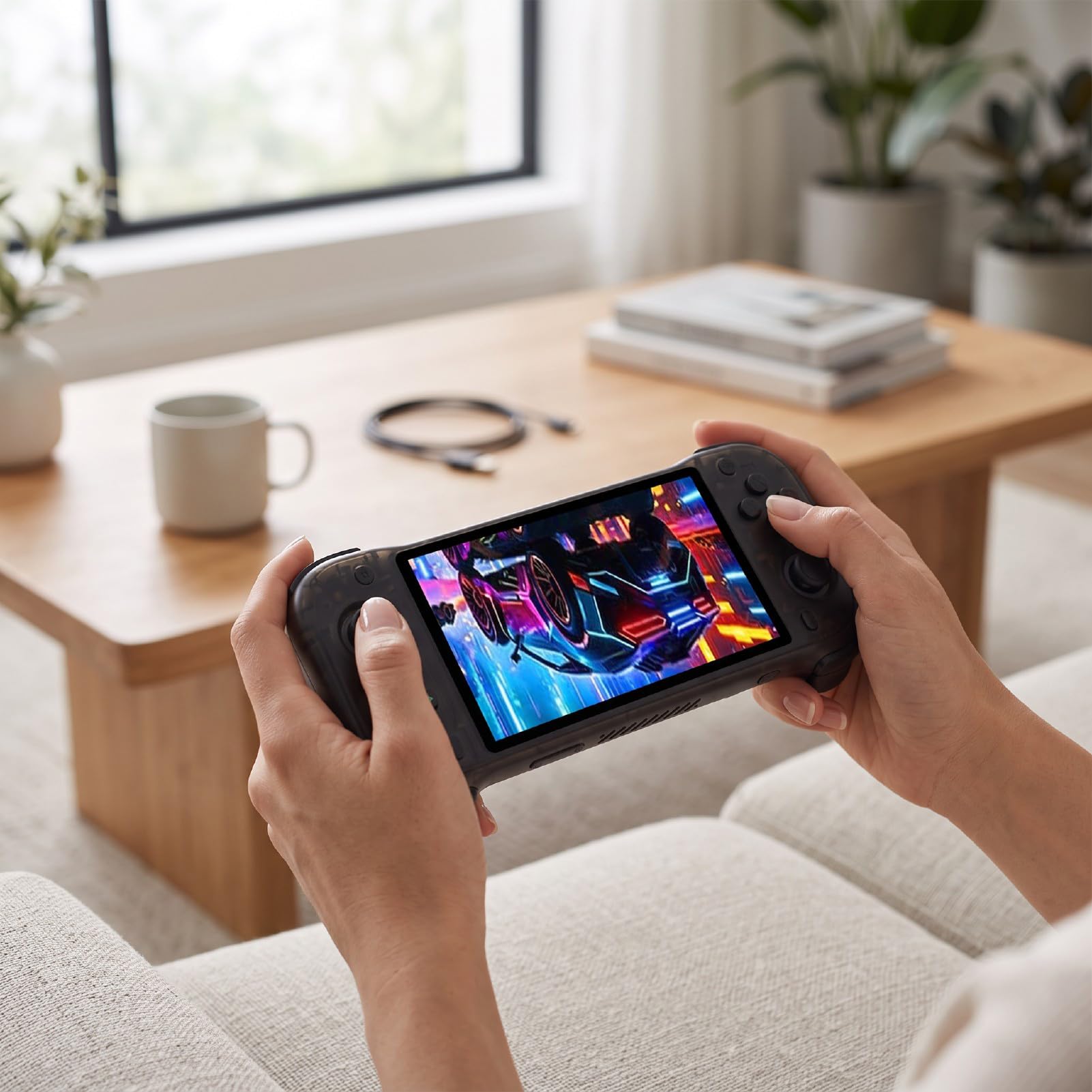 Console di Gioco Portatile retrò, Schermo IPS da 5,5 Pollici for | Joystick Hall Duali, 64GB, Batteria 5000mAh, WiFi, Uscita TV 1080p, Vibrazione, Emulatori Multipli