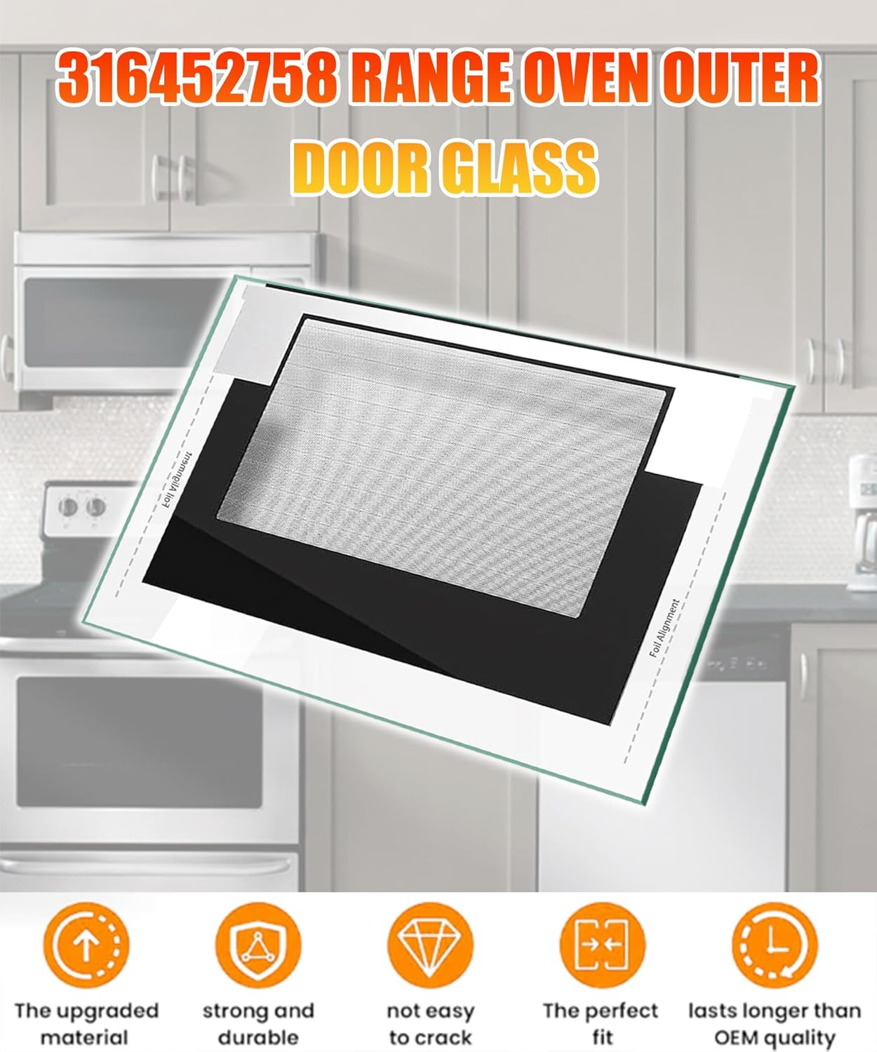 316452758 Range Outer Oven Outer Door Glass Fits For Frigidaire Crosley Kenmore Range Door Glass,Replaces Part Number:316452719 4583012 AP6284729 PS12175974 EAP12175974