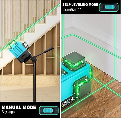 Miniatura 5 de Nivel láser 360 autonivelante, herramientas de nivelación de línea de 165 pies, nivel láser recargable de 3 x 360 para colgar imágenesherramientas