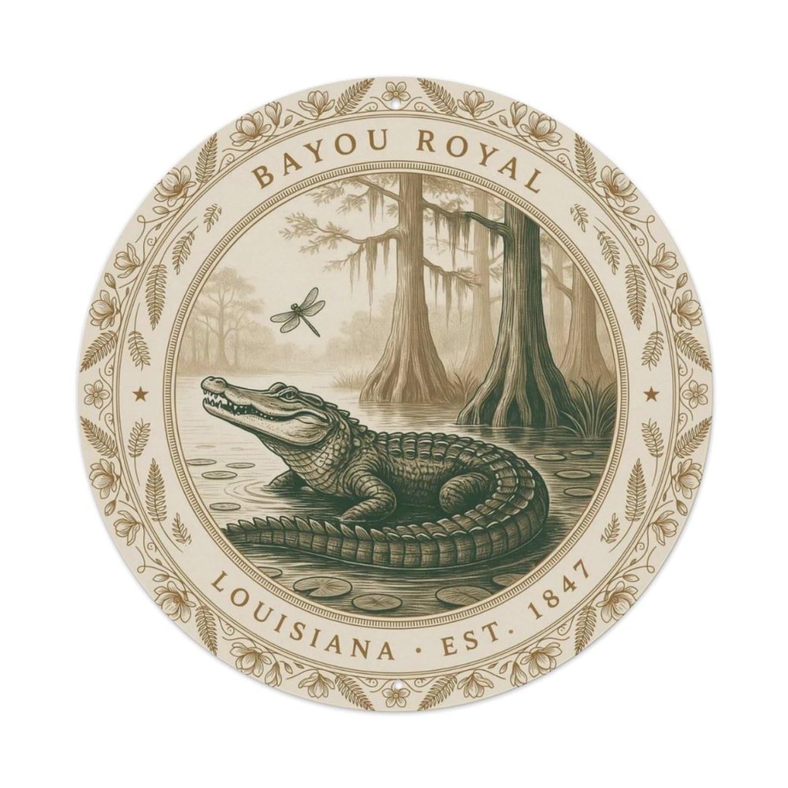 Vintage Alligator Swamp Metal Tin Sign Plaque