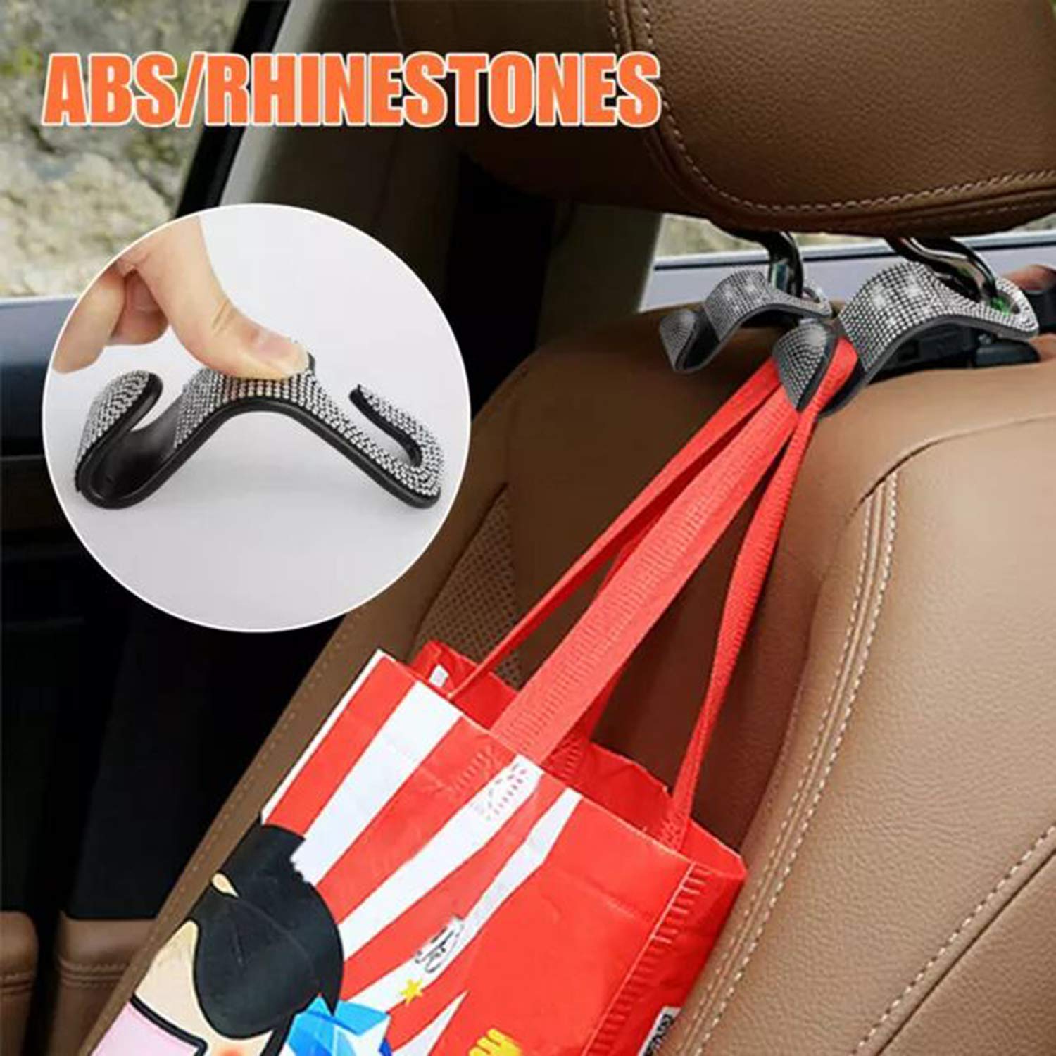 Ganci Posteriori Per Sedile Auto - Set Di 2 Pezzi In Plastica Nera Per Appendere Borse E Ombrelli