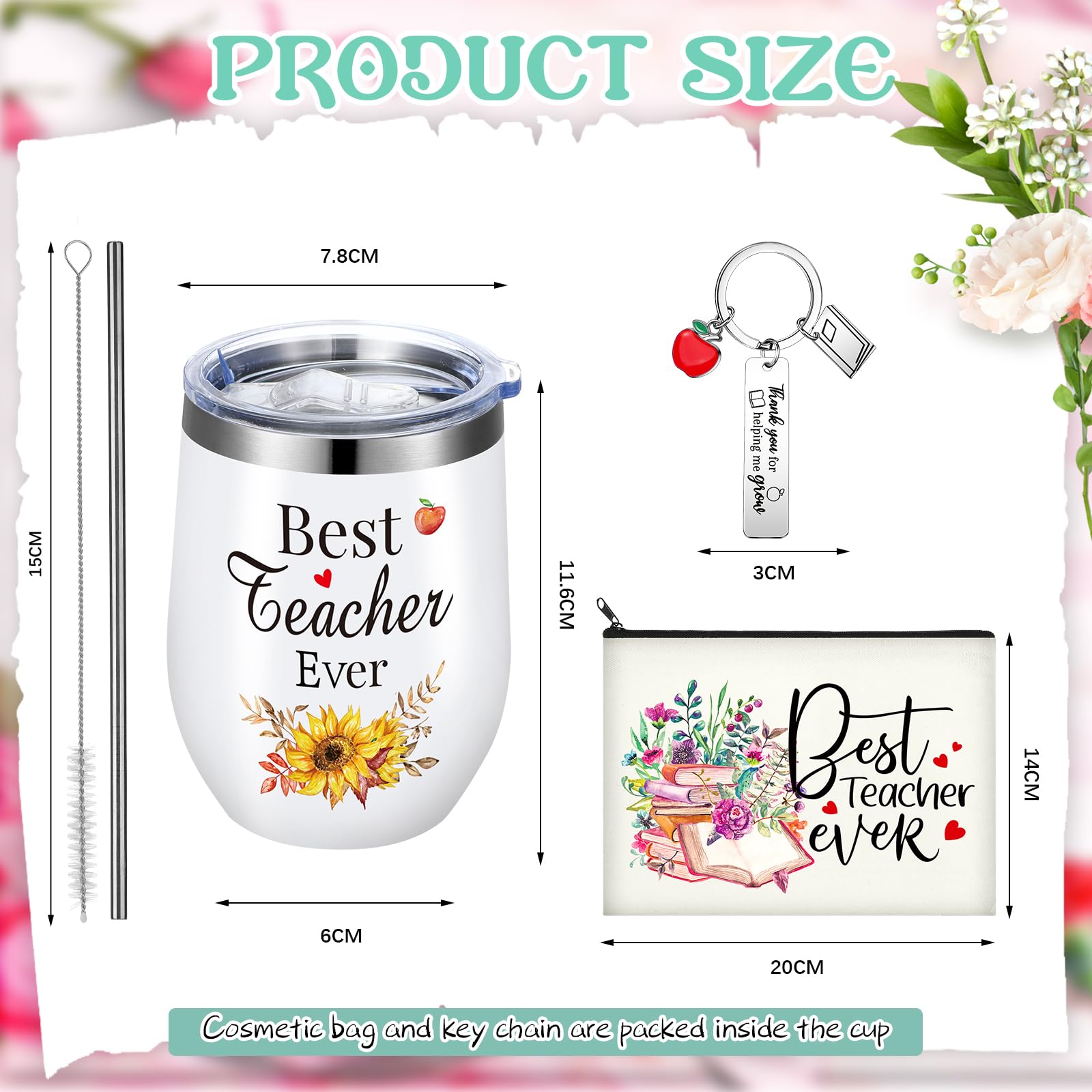 HOWAF Lehrer Geschenk-Set – 4 Make-up-Taschen + 12 Schlüsselanhänger, Dankeschön Für Lehrerinnen