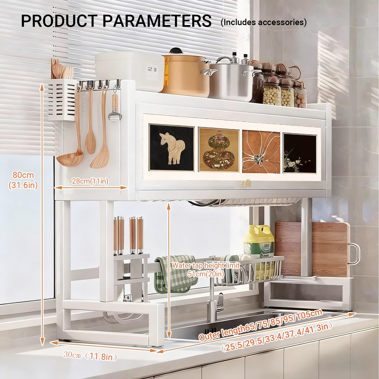 Escurridor de platos sobre el fregadero con tapa, soporte para utensilios de cocina que ahorra espacio para platos, vasos y cubiertos, ideal para cocinas pequeñas