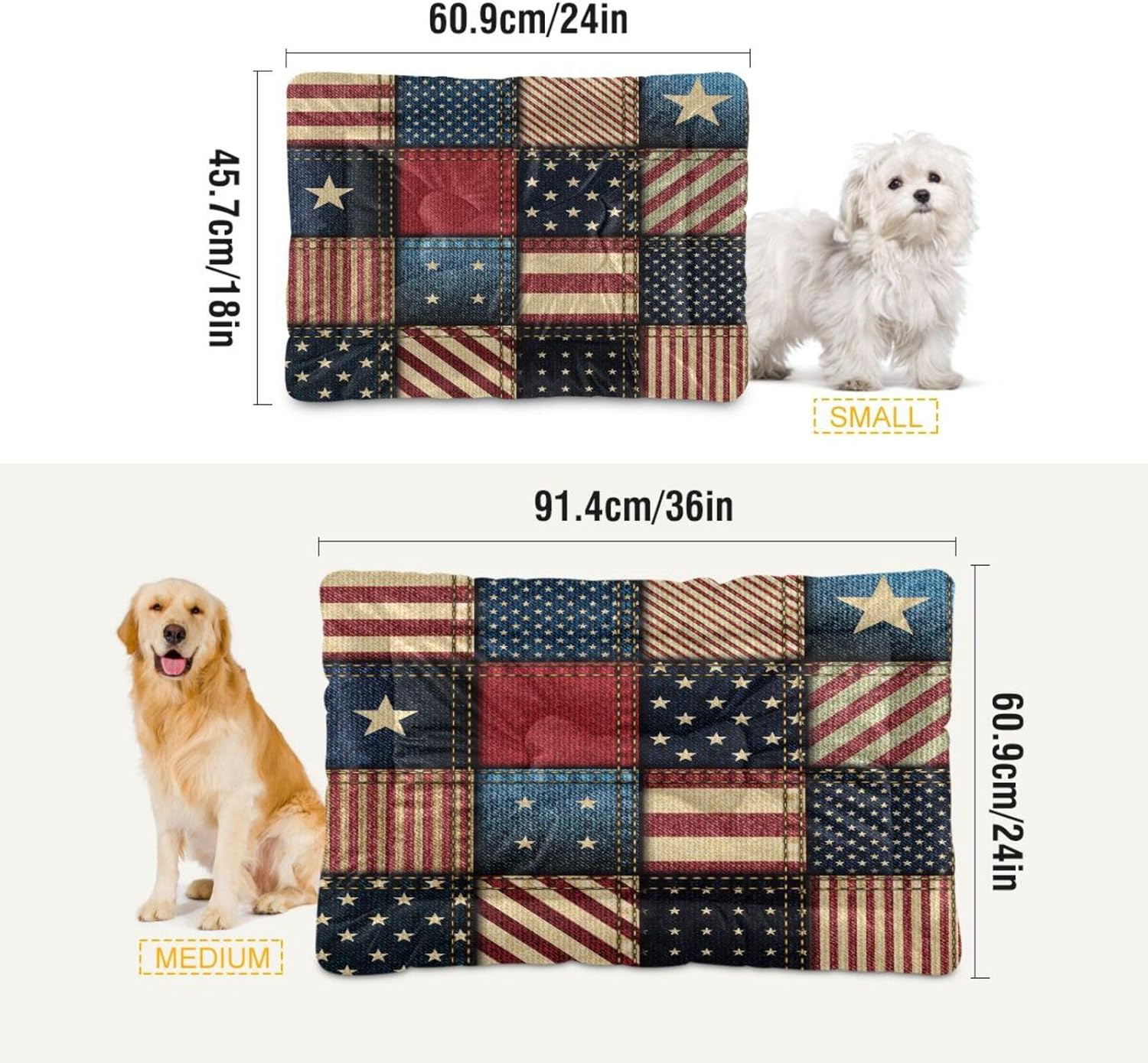 review Dog Bed Mat Soft Comfortable Anti-Slip Bottom Pet Mat Washable Cat Kennel Crate Pad for Small Medium Large Pets 18x24in Patriotic 4th July American Flag