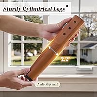 Vista 6 de AMERLIFE Marco de cama individual de madera maciza, cama de plataforma moderna de mediados de siglo con cabecera de panel completo, patas