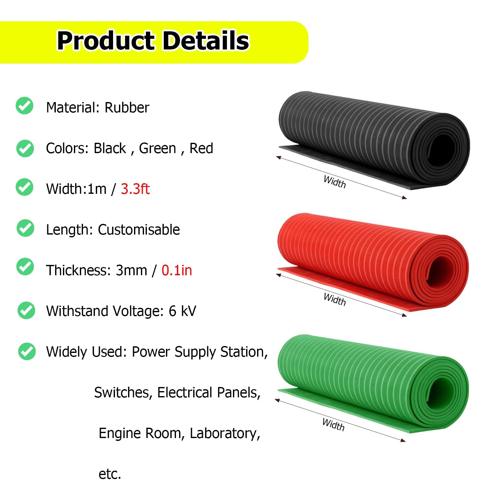 Amazon.co.jp: 絶縁シート 厚さ3mm 配電室用 絶縁ゴムマット, 電気絶縁