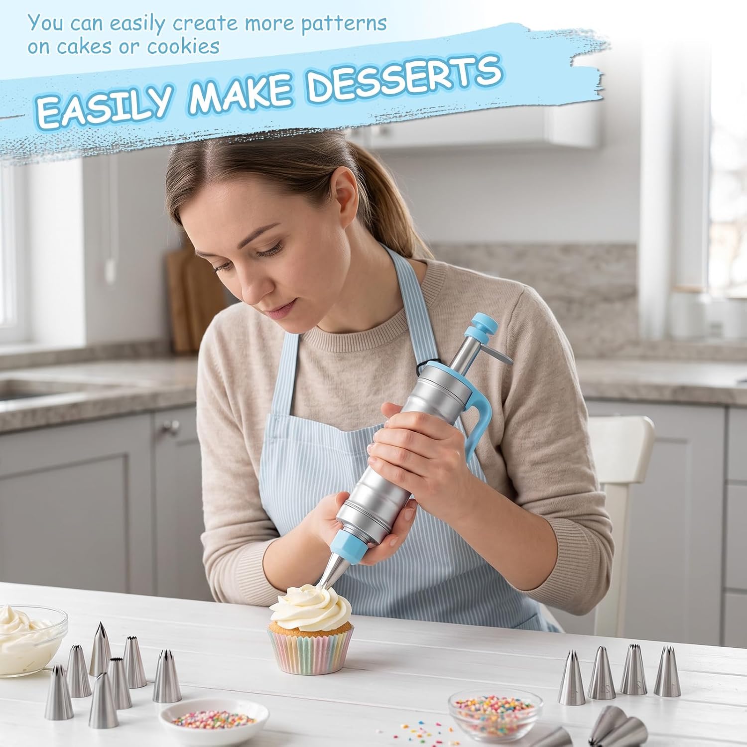 Gugxiom 167pcs Dessert Decorating Syringe Set, Cake Decorating Tools image 5