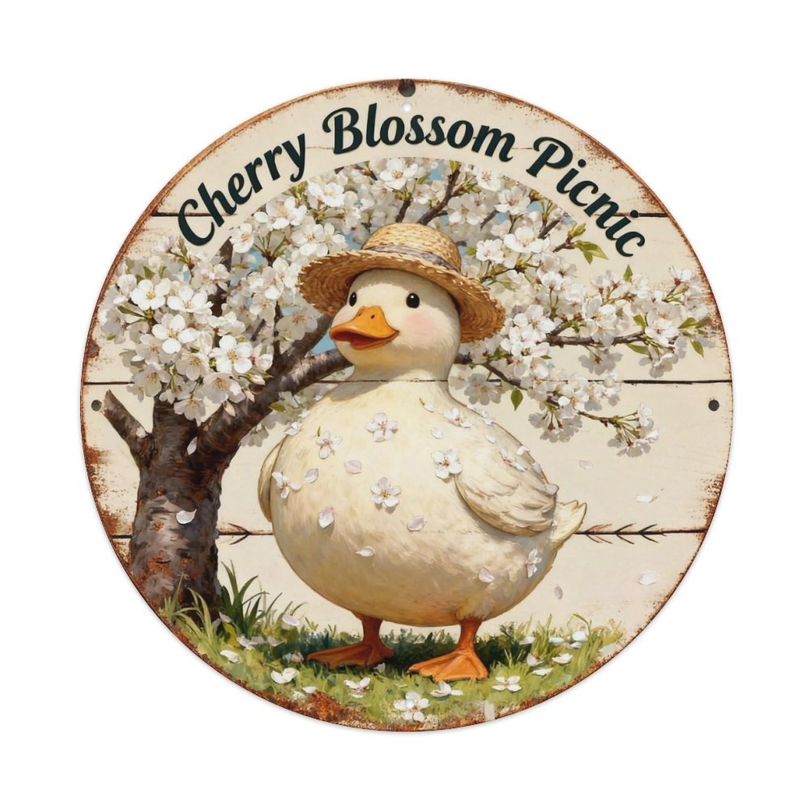 Cherry Blossom Picnic Sign Metal Tin Sign Plaque
