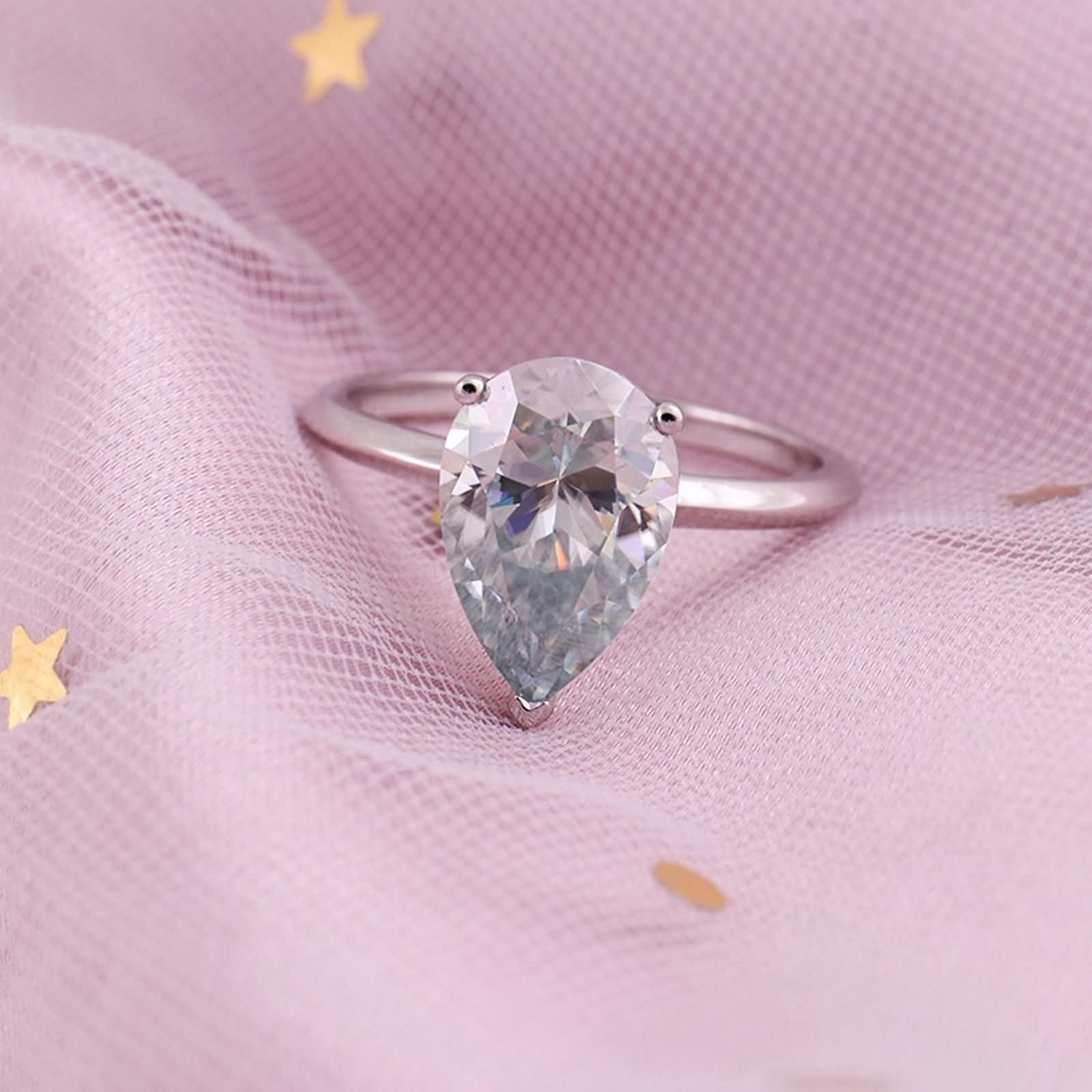 Damskie pierścionki zaręczynowe 9K złote pierścionki dla kobiet 9K Moissanite kropla wody z moissanitem rozmiar H 1/2 moda dla żony biżuteria koktajlowa