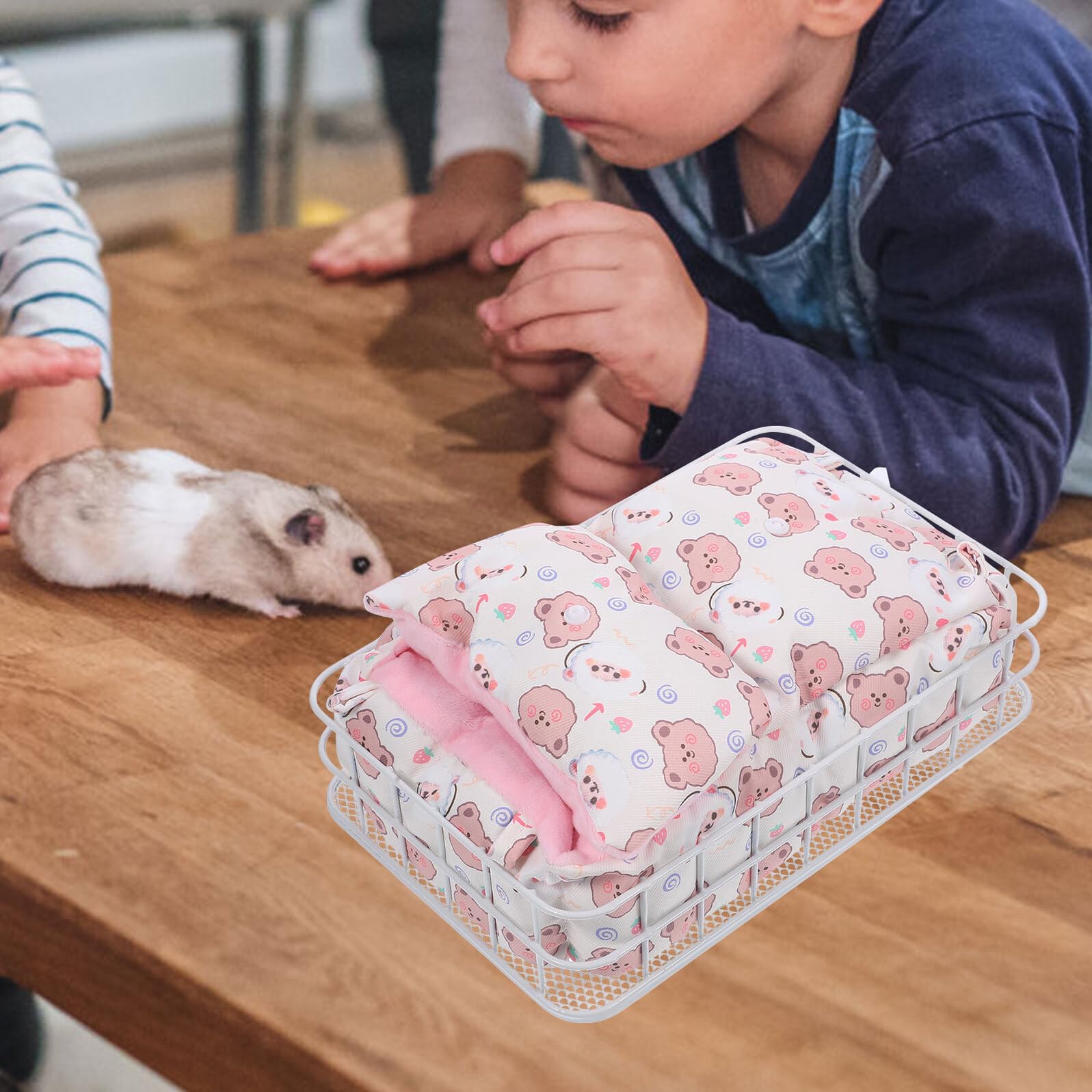 SEWACC Hamster Hängematte und Meerschweinchen Winterbett aus Atmungsaktivem Metallrahmen Hängendes Haustierbett für Kleine Tiere Bequemes Chinchilla Schlafnest im Käfig