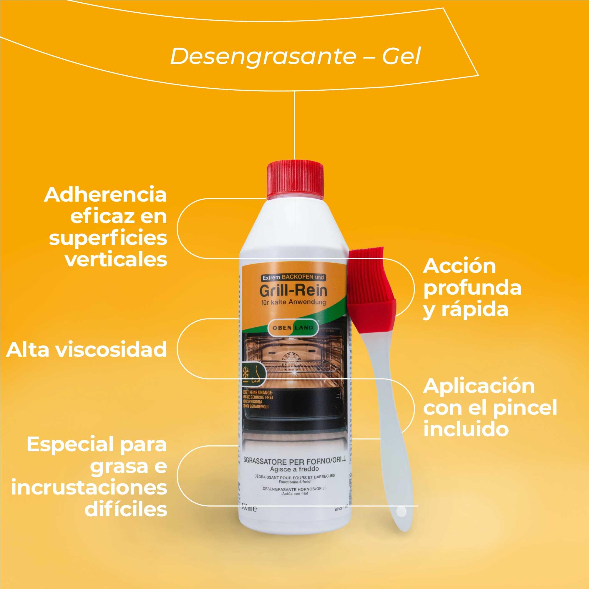 Gel pulitore e disincrostante per forno, grill e pentole. 500 ml