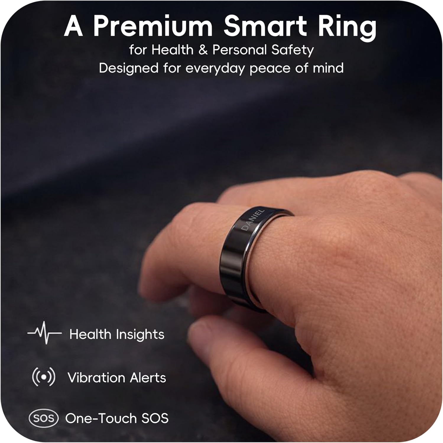 Gen 2 Pro Personalized Smart Ring: Custom Engraved, Health Fitness Sleep Monitor, SOS, Touch, Heart Rate, Vibration, Waterproof, iOS Android,Gift for Loved Ones (Silver, 7)