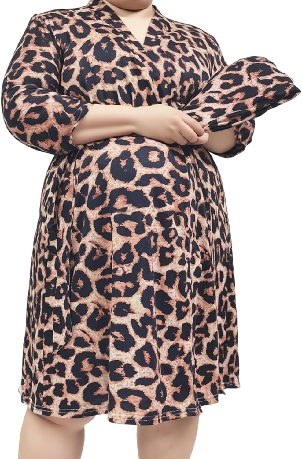 SUFEINI Maternity Robe and Matching Swaddle Blanket Set, Plus Size Women Postpartum Robes Sleepwear New Mommy Gift - Image 5