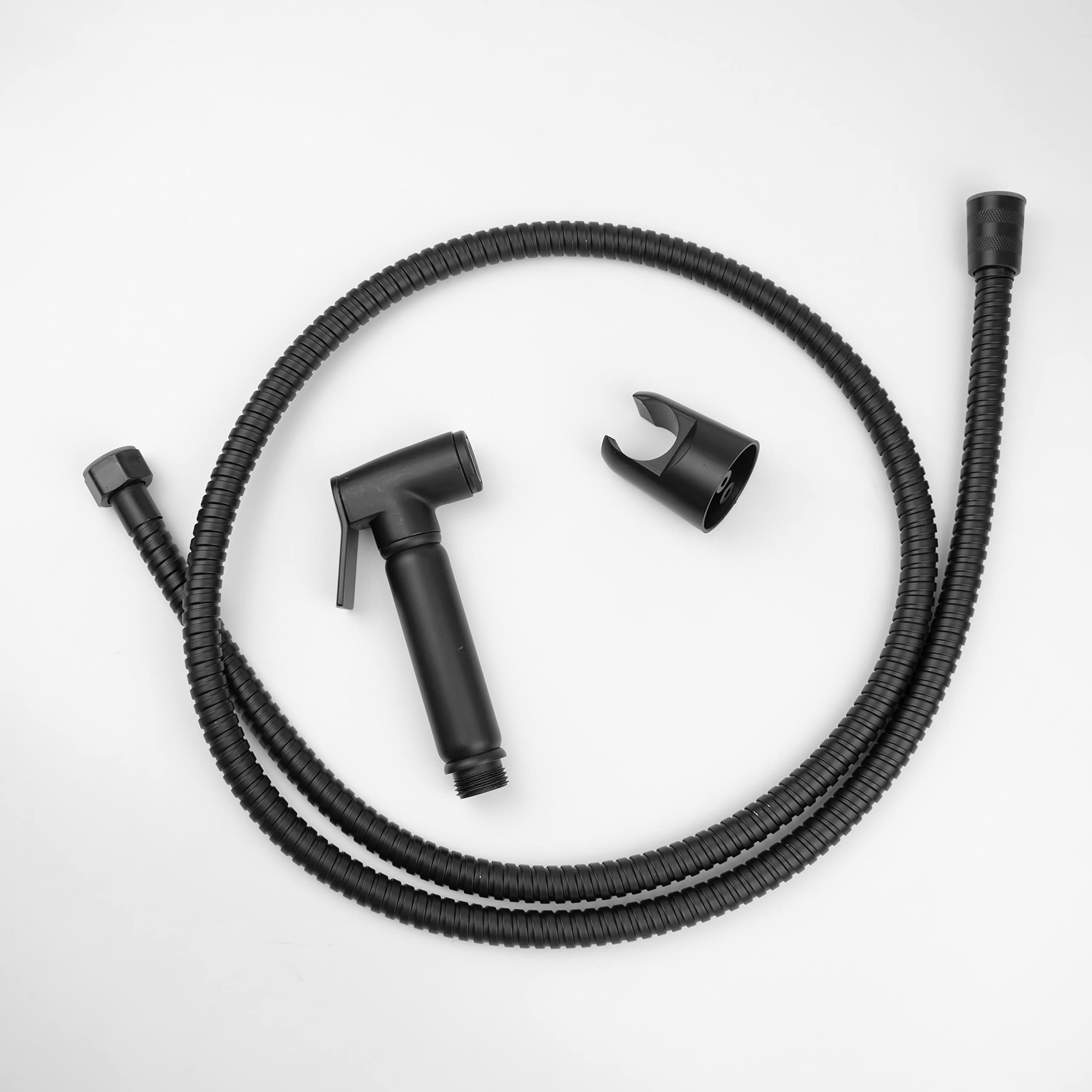 Kit rociador ducha mano negro mate, Shattaf musulmán para baño, bidé pared, manguera 1,5 m y soporte incluidos (2)