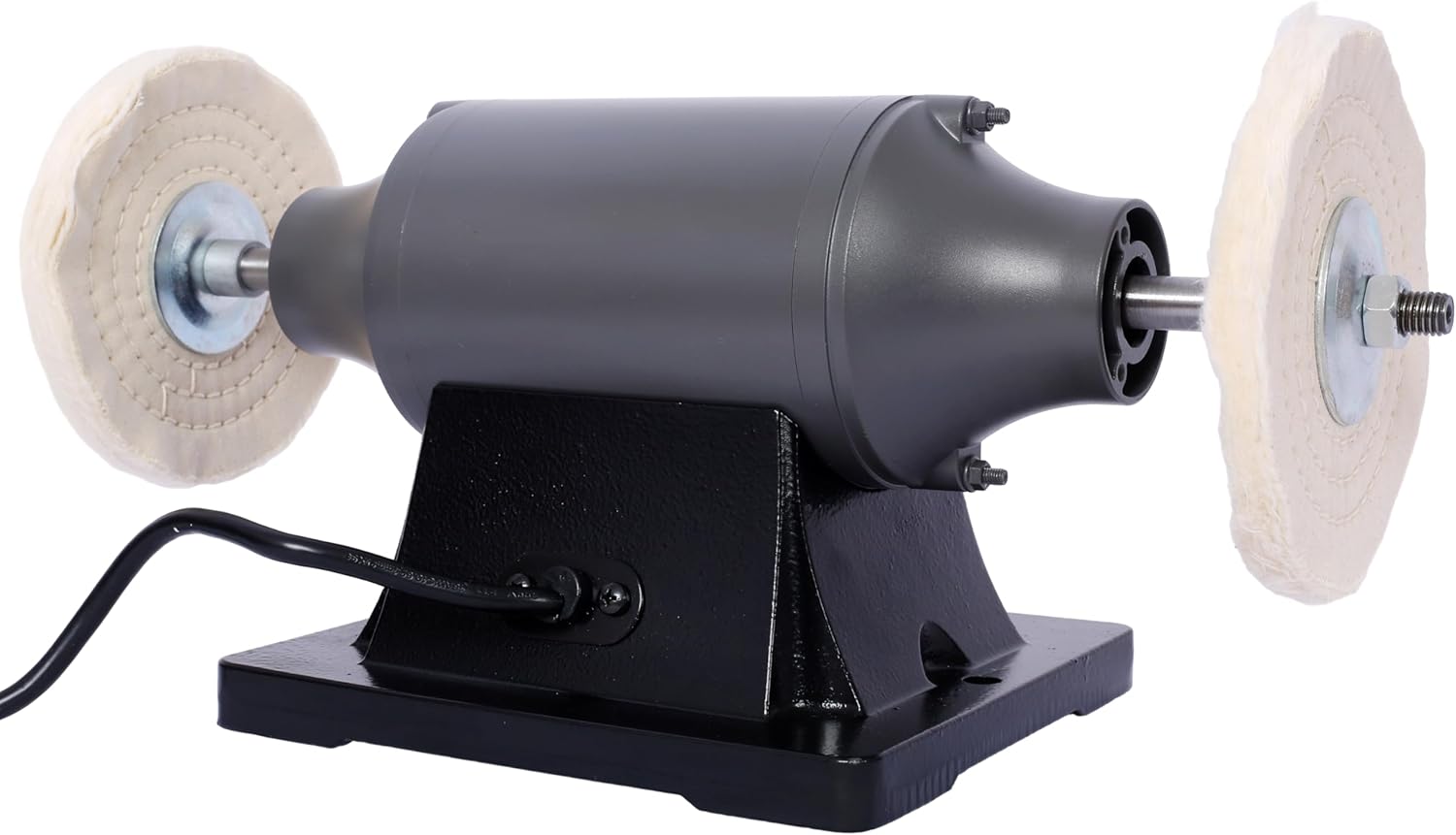 Bench Buffer Polisher Motor with 6 Inch Dual Buffering Wheels, Includes 4PCs 80Ply Thic Buffing Wheels for Buffing Metal, Jewelry, Wood, Jade, and Plastic Parts