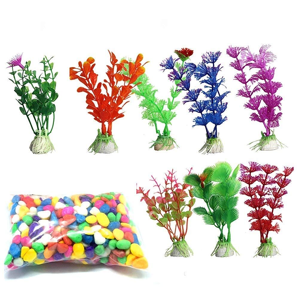Kapoor pets Plastic Aquarium Decoration Kit Colorful Artificial Plant Colorful Rainbow Gravel Pebble Stone Substrate For Fish Turtle Tank Bowl Decor (8 Plants+ 1Kg Stone) 4 Inch Plant 116 Kp (B0974LBZZ5) Amazon Price History, Amazon Price Tracker