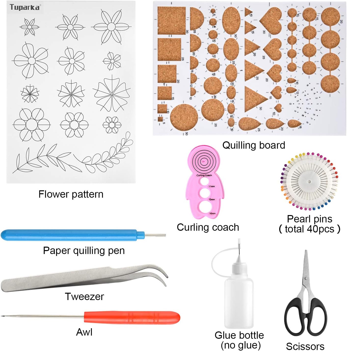 TUPARKA 15 PCS Paper Quilling Kits with 29 Colors 600 Strips Quilling Paper DIY Design Drawing Handcraft Tool