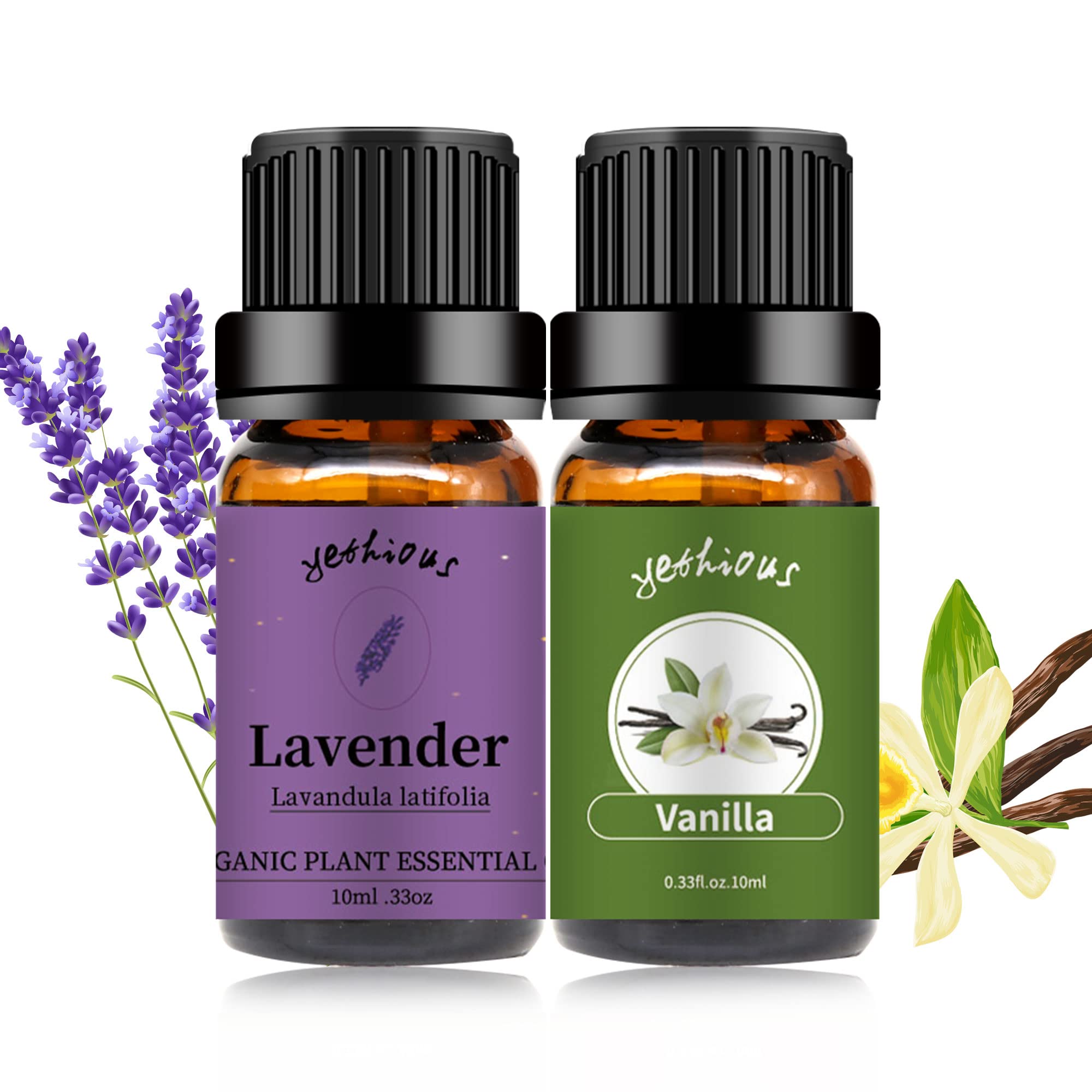 yethious Lavender Essential Oils Bundle with Vanilla Essential Oil Pure Organic Plant Oils for Diffuser Aromatherapy Gift Oils