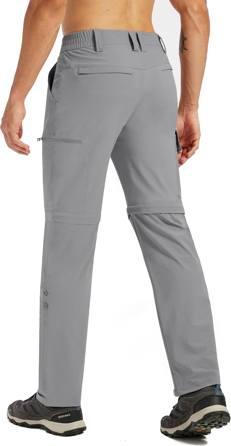 Men's Hiking Convertible Pants Quick-Dry Waterproof Lightweight Zip-Off Outdoor Stretch Cargo Work Pants