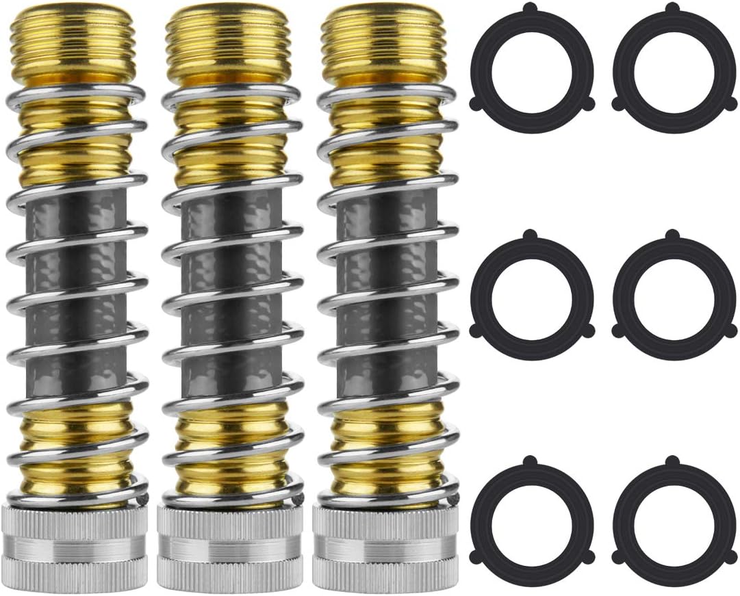 6 Pack Garden Hose Extension Adapter, Hose Kink Protector with Coil Spring and Solid Brass Coupling
