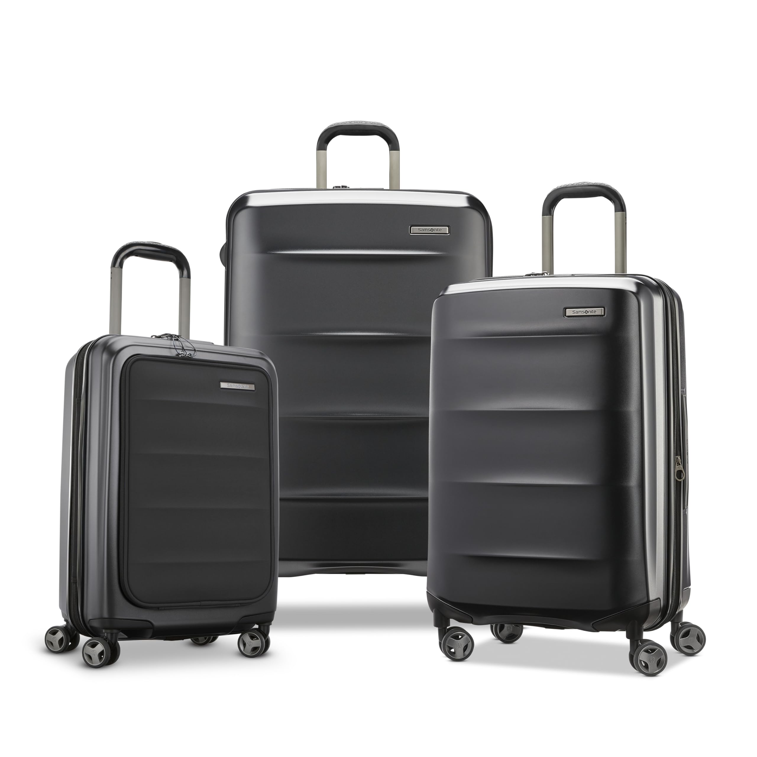 SamsoniteOctiv Pro 3-Piece Hardside Lightweight (21/24/28) Front Pocket Carry-On Pro, Medium & Large-Checked Luggage Set, Expandable, Four Spinner Wheels, Adjustable Handle, TSA Lock – Black