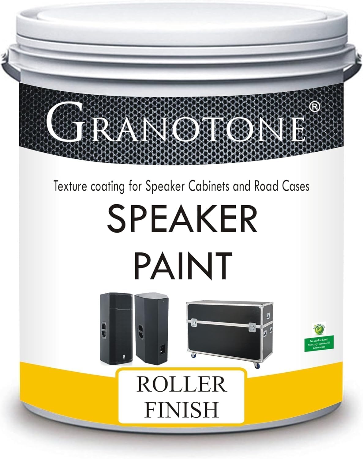 GRANOTONE Speaker Paint Black 5 Gallon Texture Coating for Speaker Cabinets, Road Cases, Metal & Furniture | Roller Application | Water-Based Finish | Professional Speaker Cabinet Refinishing Solution