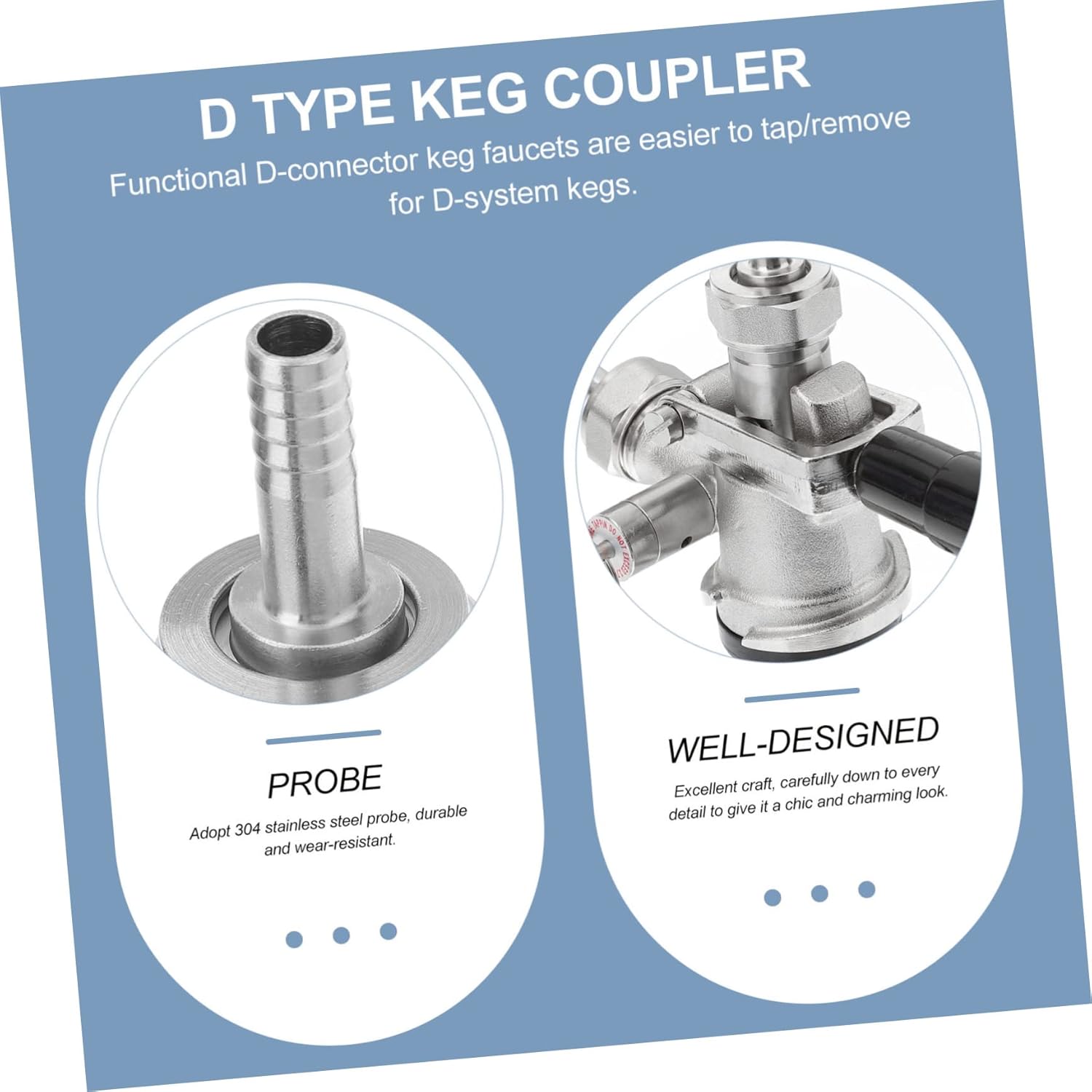 Mikinona 1set Keg Coupler Beer Keg Dispenser Pressure Relief Valve Easy to Install Smooth for Home Brewing