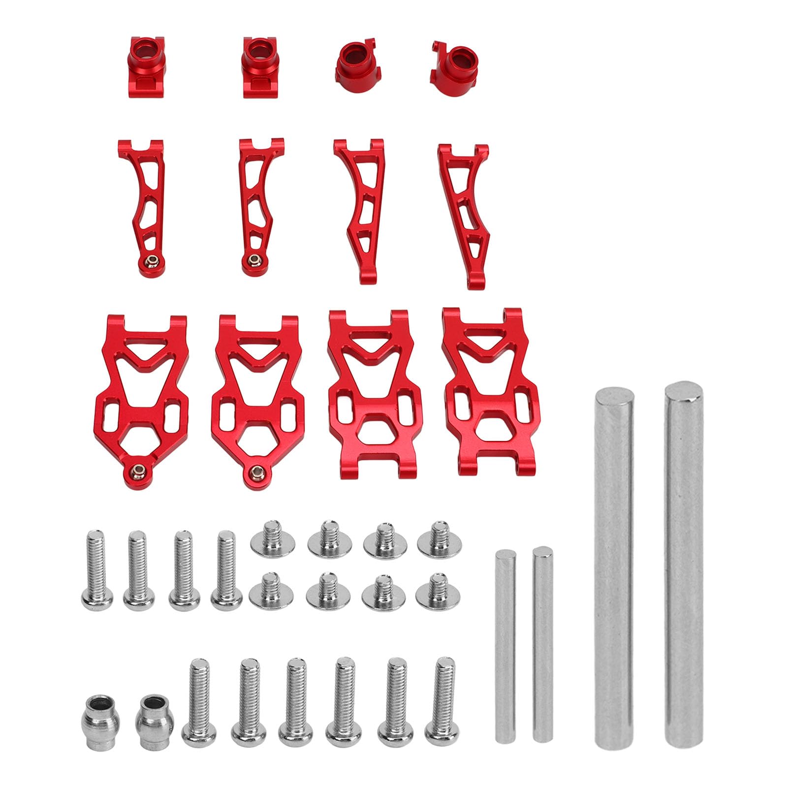 Rosvola Kit de Brazo de Suspensión de Aluminio para Coche RC 1/16 (Rojo) | Construcción de aluminio duradera, Se adapta a SCY 16101PRO 16102, Piezas de suspensión de repuesto