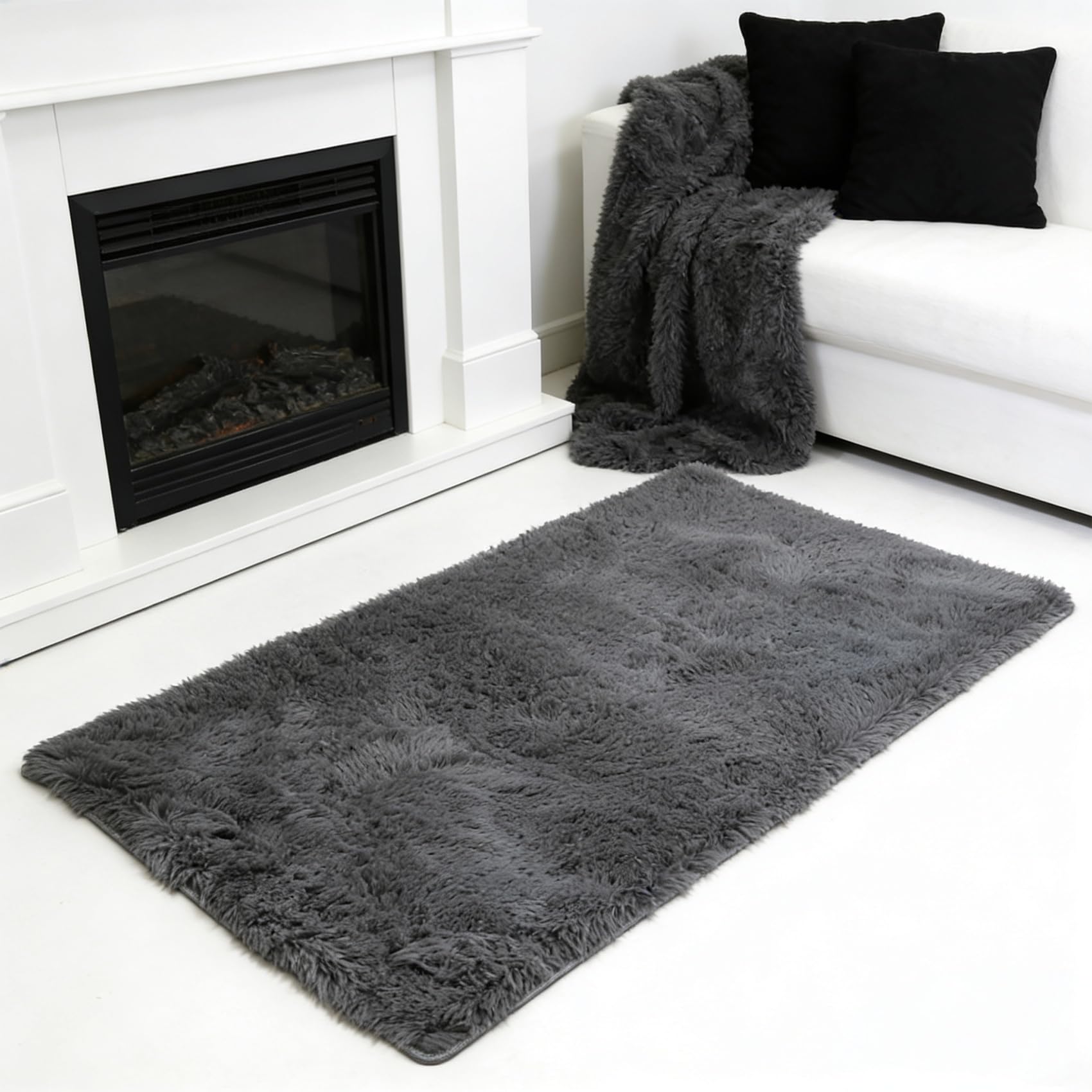 Tapis de salon moelleux 90x200 anti-glisse pour sécuriser un sol moderne