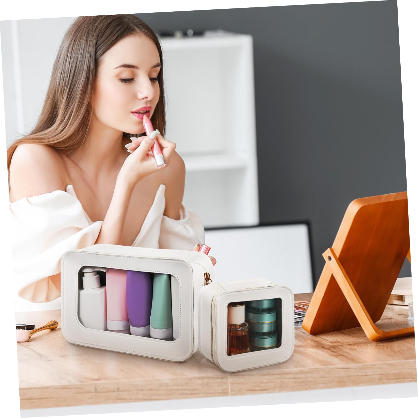 Healvian Borsa per Trasparente in Pvc da Donna, Grande Capacità per Quotidiano e Viaggio