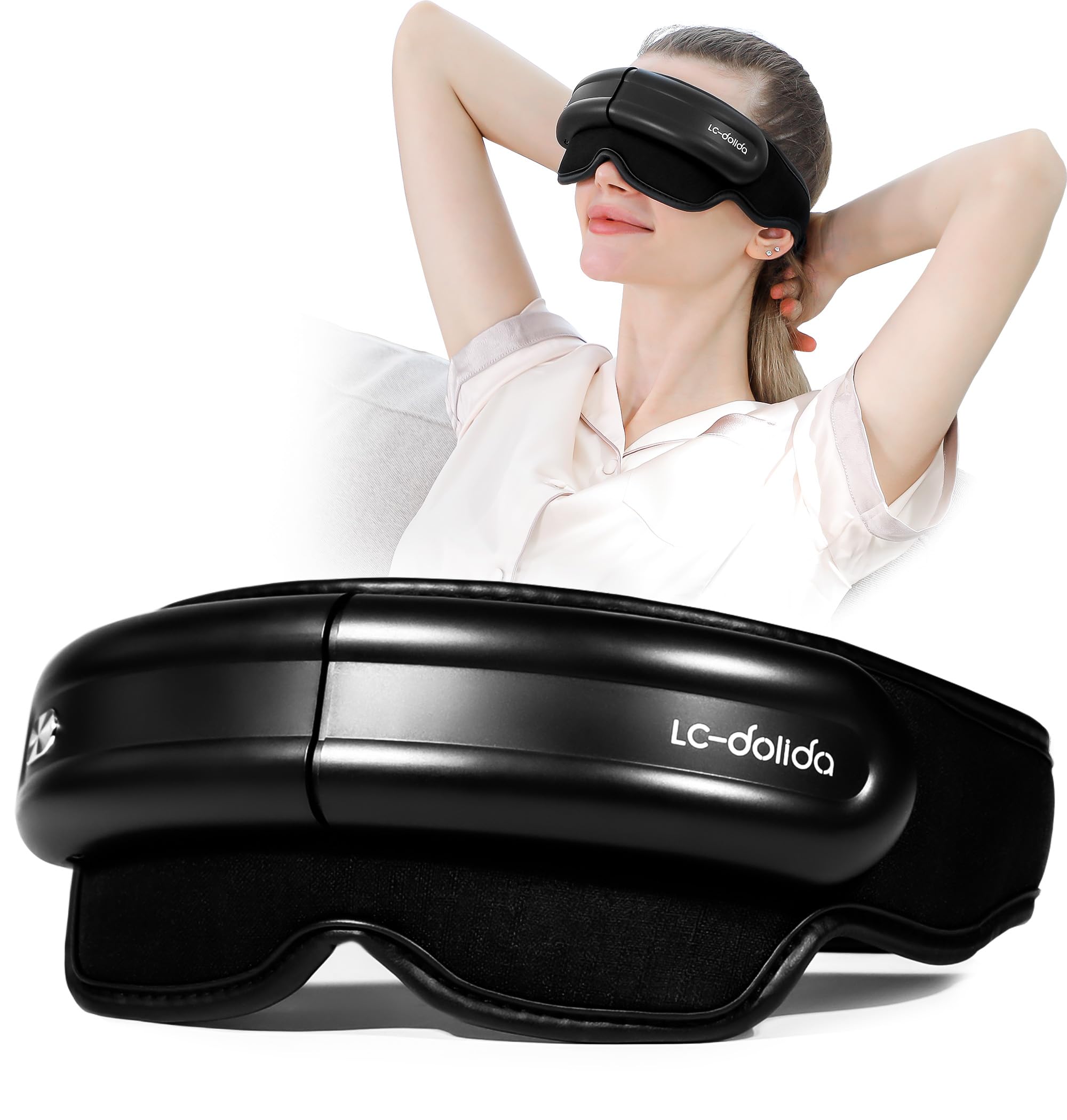 LC-dolida Sleeping Headphones, Breathable 3D Sleep Mask Bluetooth Sleeping Mask Sleep Headphones for Side Sleepers Wireless Music Eye Mask with Ultra-Thin Stereo Speakers