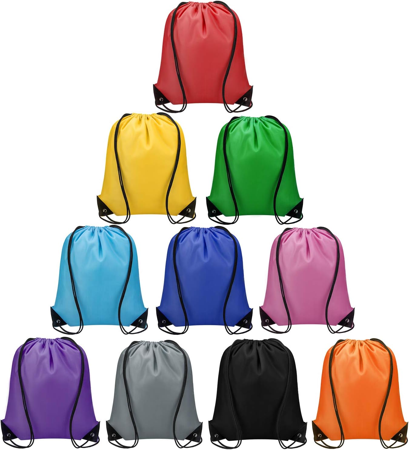 Vorspack 10 Pcs Drawstring Bags Bulk - Drawstring Backpack Draw String Back Bag for Gift, DIY, Party, Gym, Trip - 10 Colors