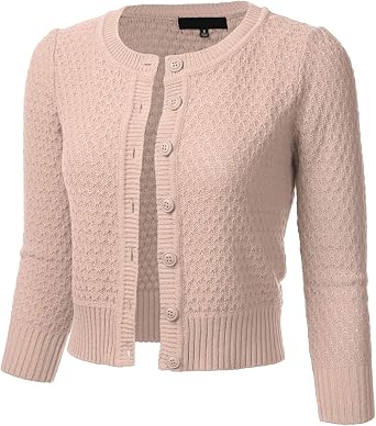 Cotton Knit Cropped Cardigan Sweater 
