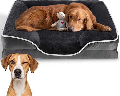 Simple Deluxe Cama ortopédica extragrande para perro, cama para perro de espuma viscoelástica de 42 pulgadas con funda extraíble impermeable,